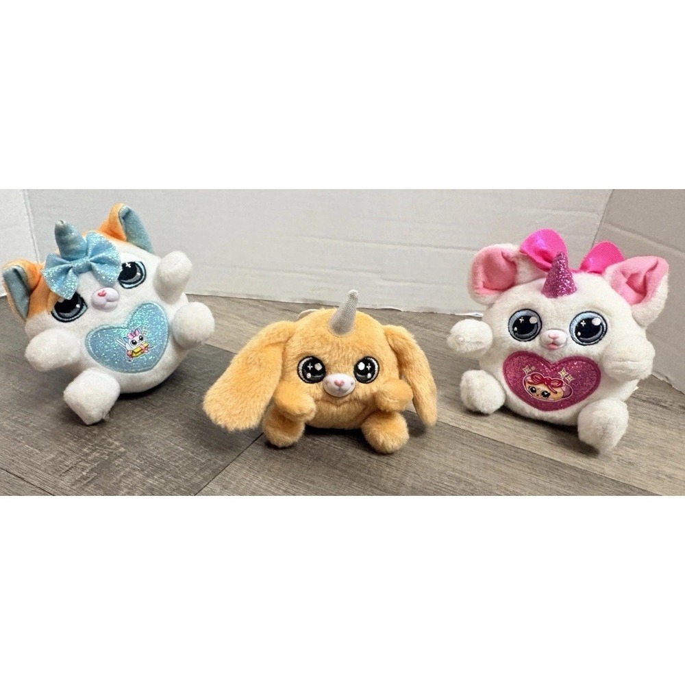 Lot of 3 Zuru Rainbocorns Mini Plush Kittycorn Bunnycorn Unicorn Stuffed Toys